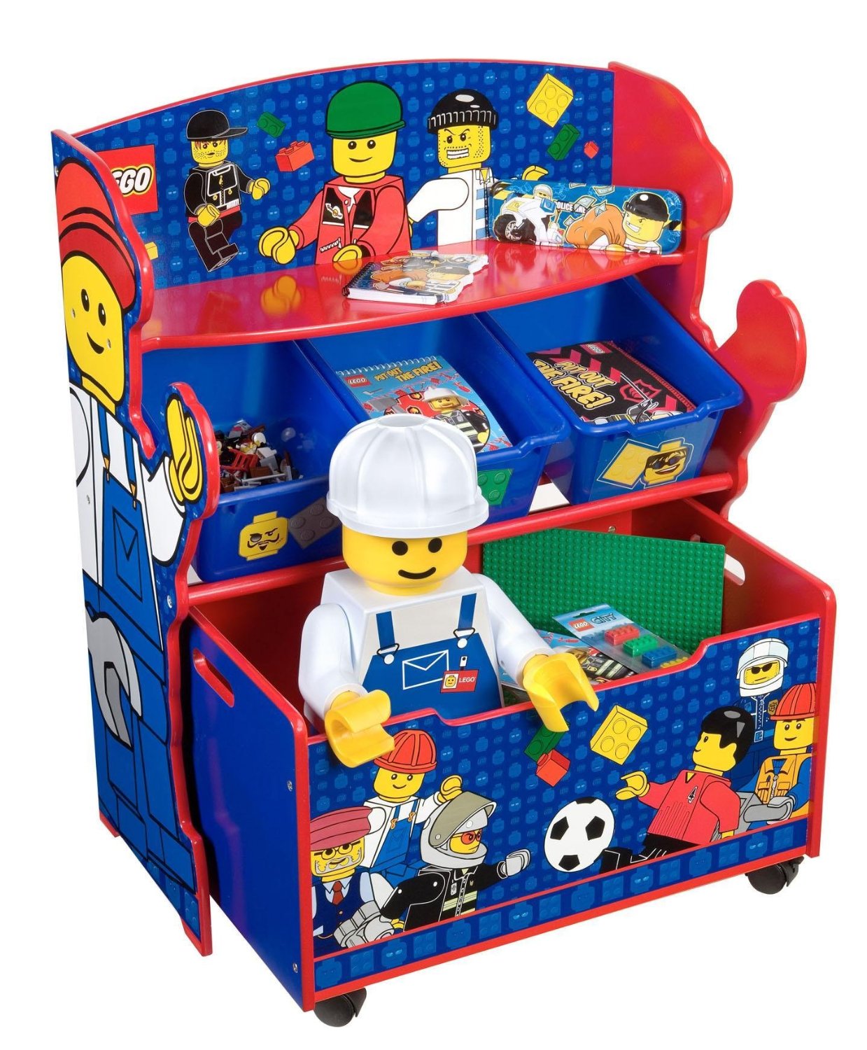 40L HEAVY DUTY RED & BLUE STORAGE BOX TRUNK CHEST KIDS TOYS TOOLS LEGO BOOKS 